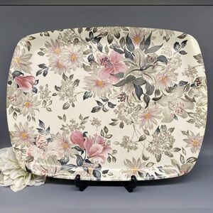 Vintage Floral Rectangular Platter - Pink and Cream